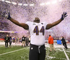 Vonta Leach Celebrating Super Bowl XLVII Win Over 49ers